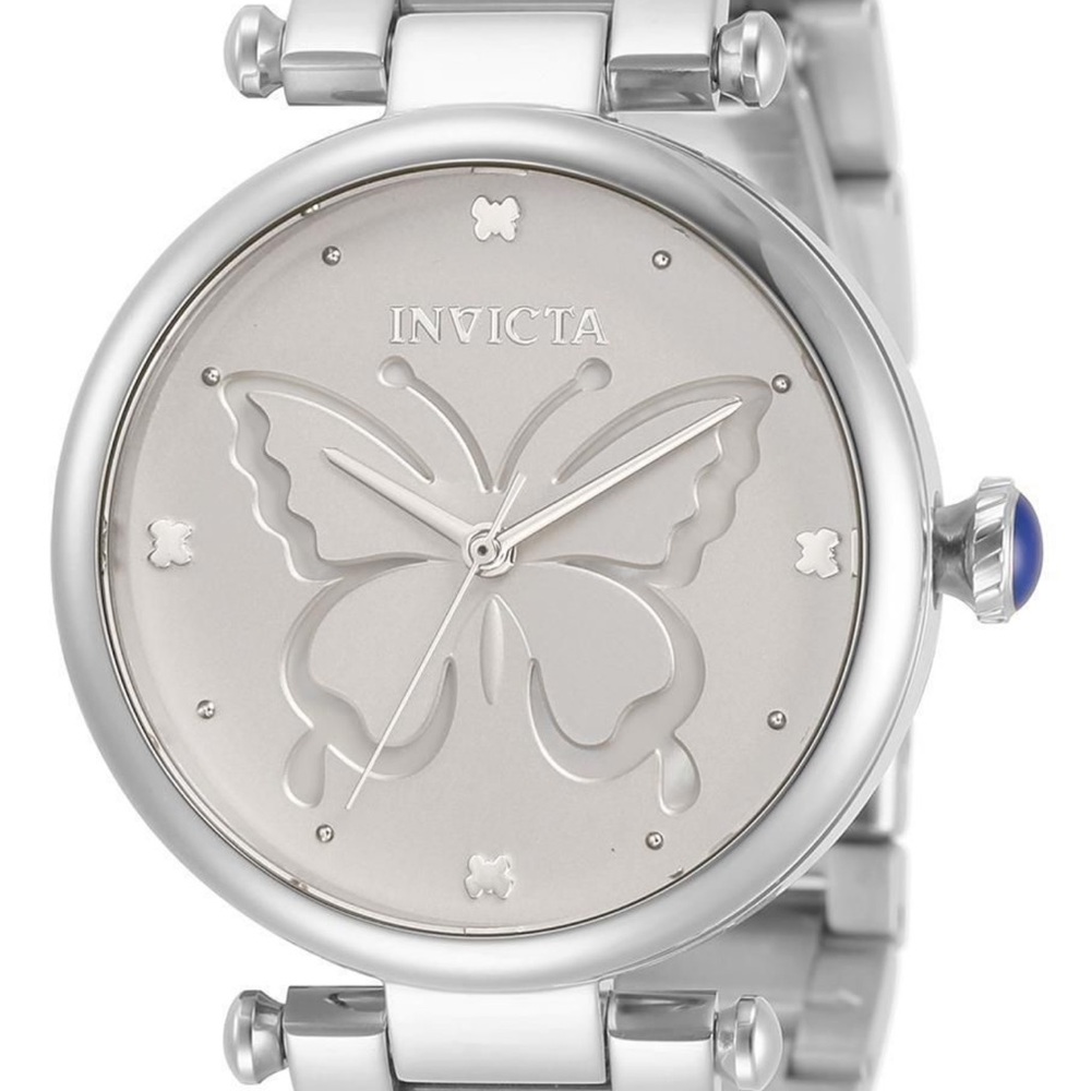 Invicta Wildflower Silver Butterfly Dial Stainless Steel Watch